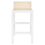 Low Back Cane Rattan Counter Stool with Beech Wood Frame
