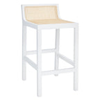Low Back Cane Rattan Counter Stool with Beech Wood Frame