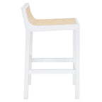 Low Back Cane Rattan Counter Stool with Beech Wood Frame