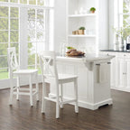 Stainless Steel Kitchen Island with Two X-Back Counter Stools