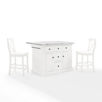 Stainless Steel Kitchen Island with Two X-Back Counter Stools