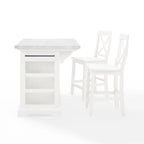 Stainless Steel Kitchen Island with Two X-Back Counter Stools
