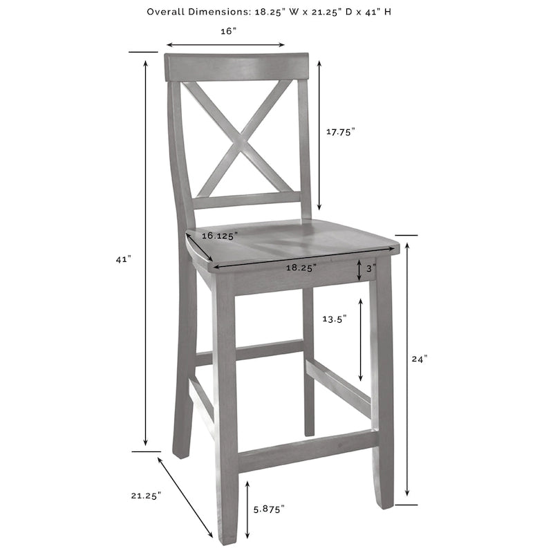 Stainless Steel Kitchen Island with Two X-Back Counter Stools