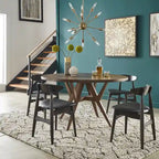 Round Mid-Century Modern Walnut Base Dining Table