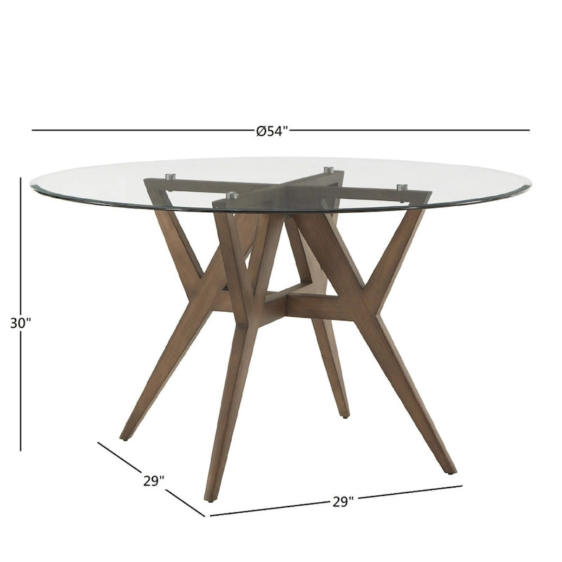 Round Mid-Century Modern Walnut Base Dining Table