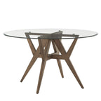 Round Mid-Century Modern Walnut Base Dining Table
