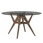Round Mid-Century Modern Walnut Base Dining Table