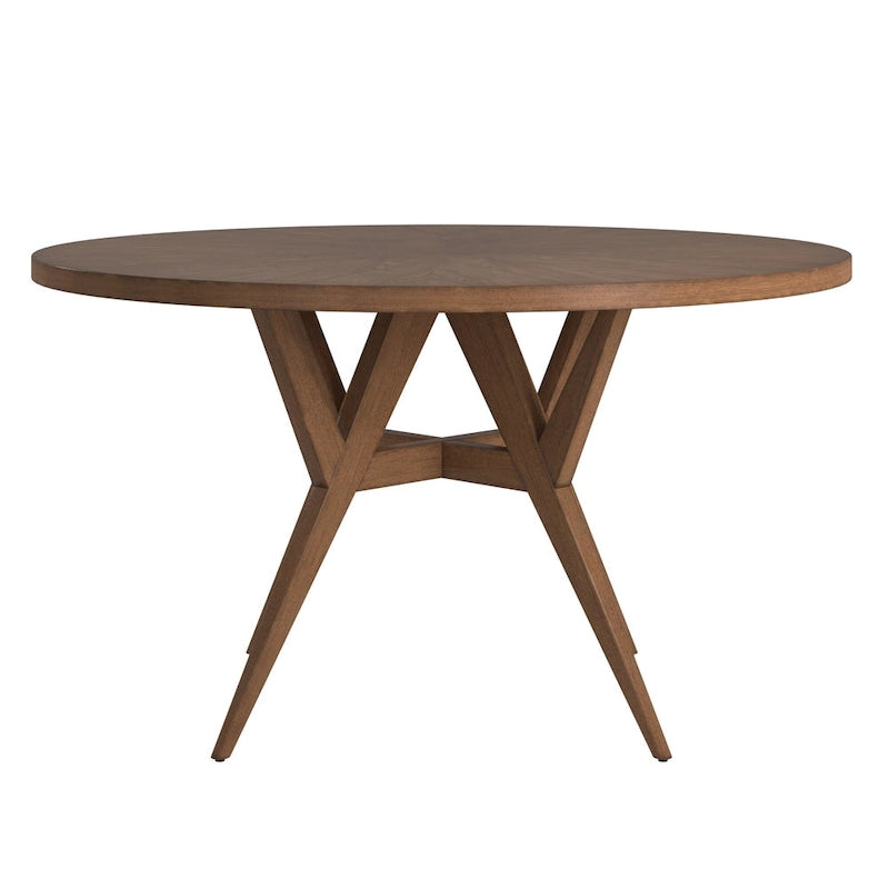 Round Mid-Century Modern Walnut Base Dining Table
