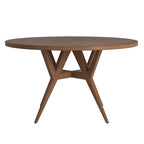 Round Mid-Century Modern Walnut Base Dining Table