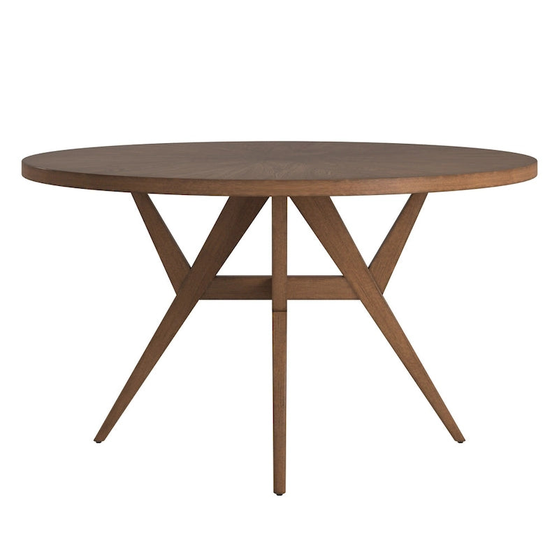 Round Mid-Century Modern Walnut Base Dining Table