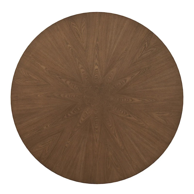 Round Mid-Century Modern Walnut Base Dining Table