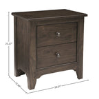 2-Drawer Farmhouse Wood Nightstand in River Rock Brown Finish