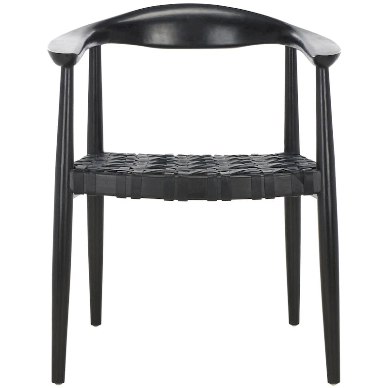 Woven Leather & Solid Wood Accent Chair (Fully Assembled) - W25 x D22 x H22