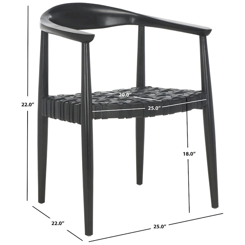 Woven Leather & Solid Wood Accent Chair (Fully Assembled) - W25 x D22 x H22