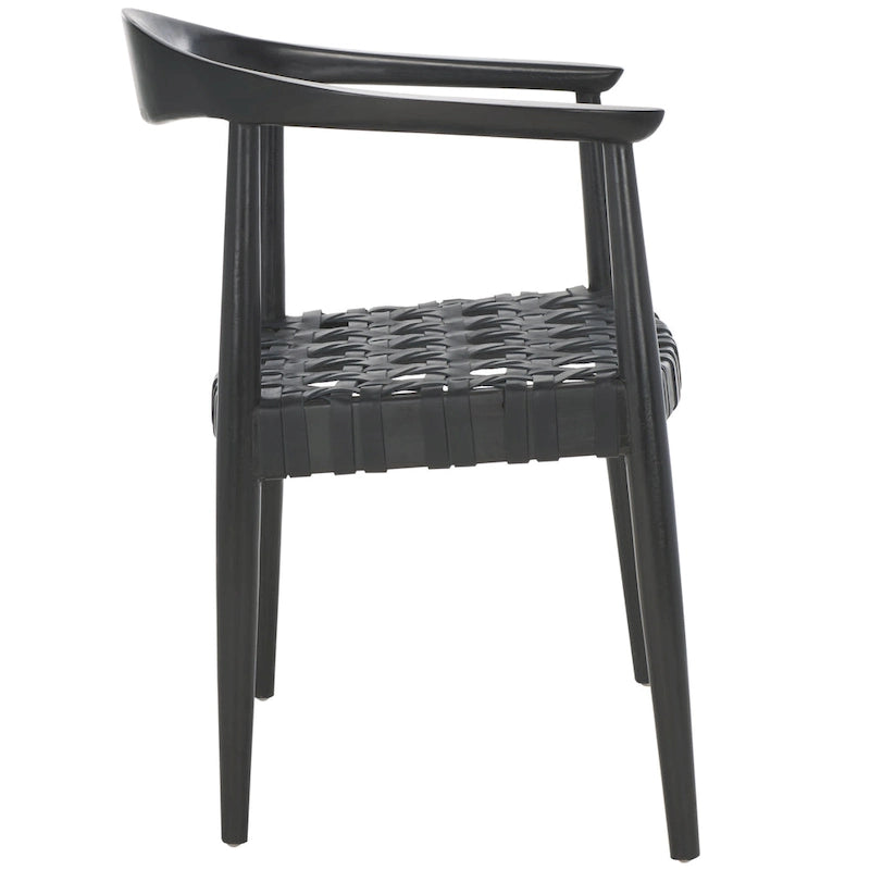 Woven Leather & Solid Wood Accent Chair (Fully Assembled) - W25 x D22 x H22