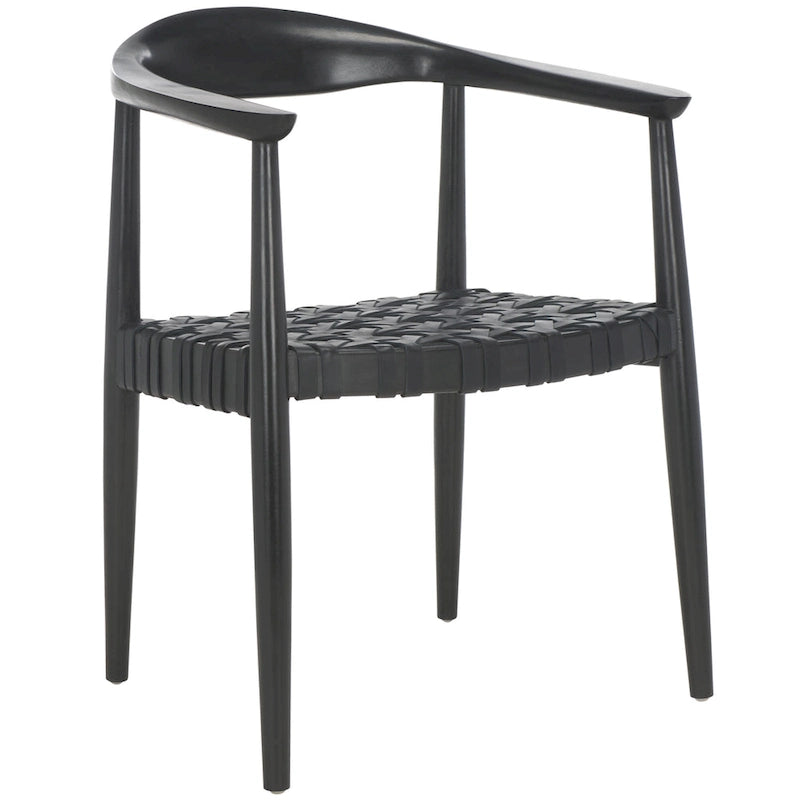 Woven Leather & Solid Wood Accent Chair (Fully Assembled) - W25 x D22 x H22