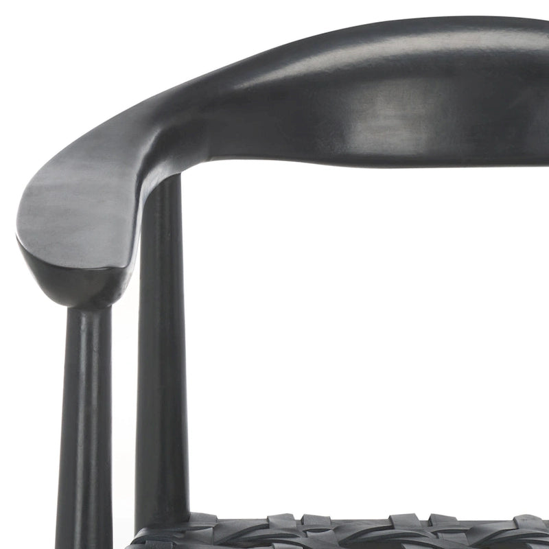 Woven Leather & Solid Wood Accent Chair (Fully Assembled) - W25 x D22 x H22