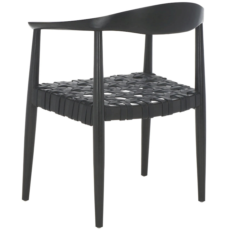 Woven Leather & Solid Wood Accent Chair (Fully Assembled) - W25 x D22 x H22