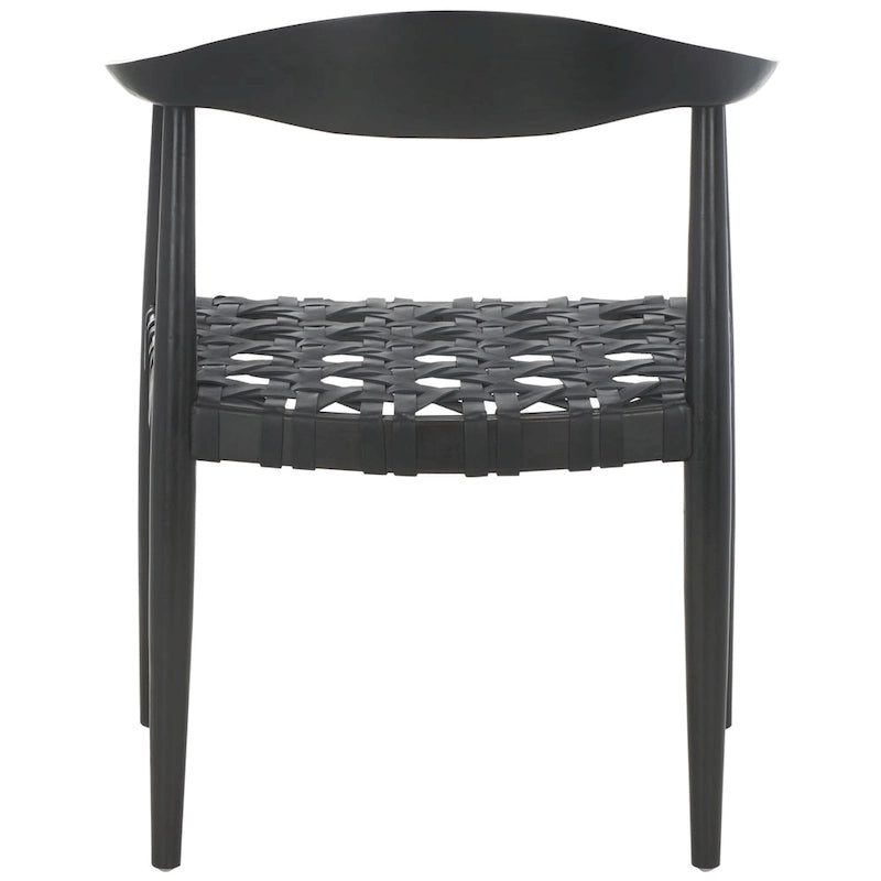 Woven Leather & Solid Wood Accent Chair (Fully Assembled) - W25 x D22 x H22