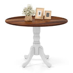 Wooden Dining Table with Round Tabletop and Curved Trestle Legs - 39.37 x 39.37 x 28.74