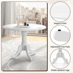 Wooden Dining Table with Round Tabletop and Curved Trestle Legs - 39.37 x 39.37 x 28.74