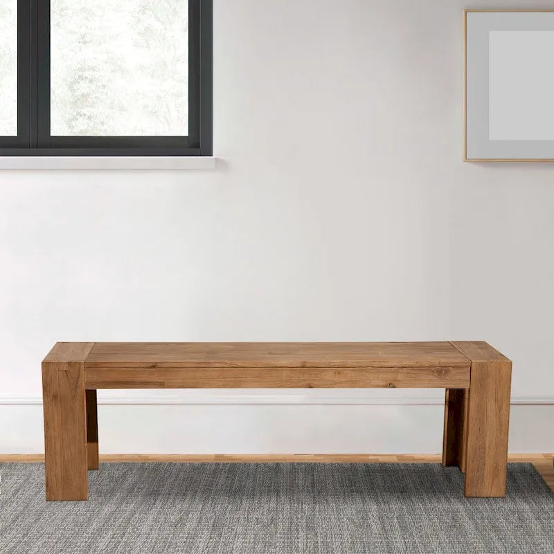 Solid Acacia Wood Bench with Bracket Legs Brown 18x58x16 in