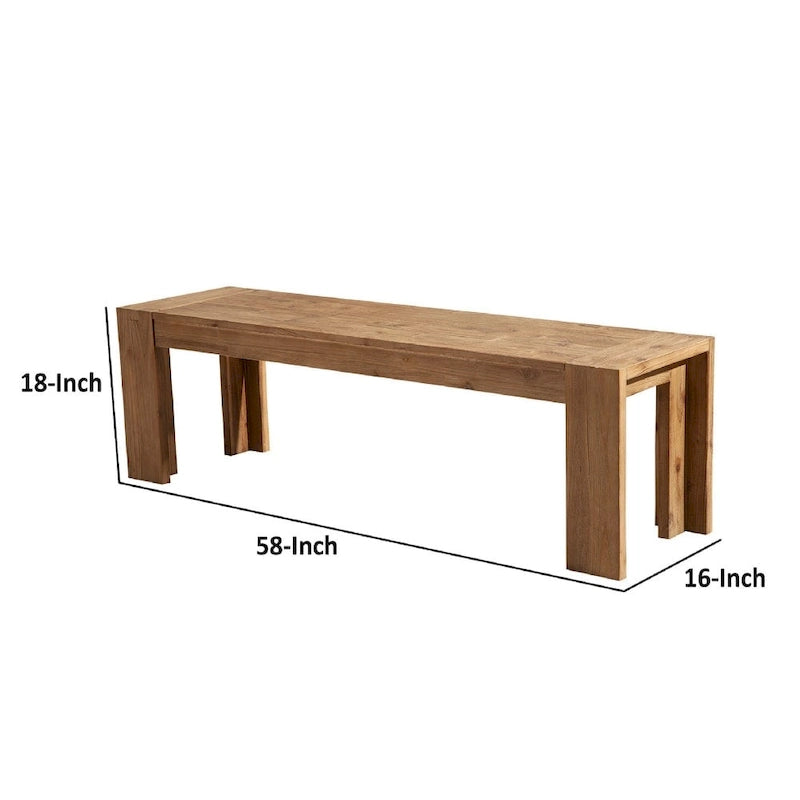 Solid Acacia Wood Bench with Bracket Legs Brown 18x58x16 in