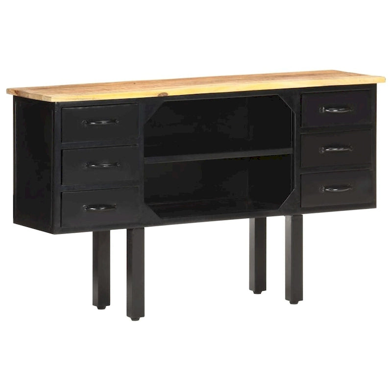 Sideboard 43.3x11.8x25.6 Solid Rough Mango Wood and Steel
