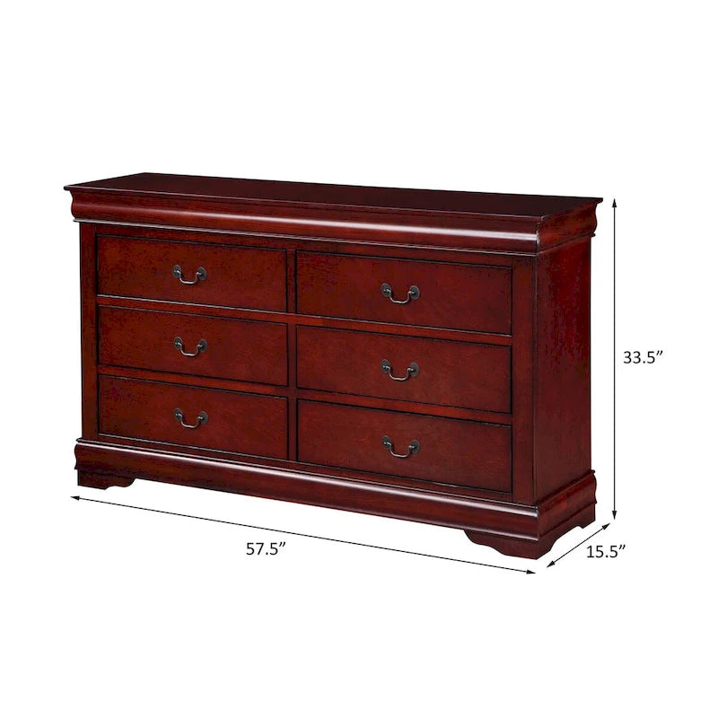 6-Drawer Bedroom Dresser with Stylish Nickel Handles