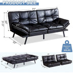 Futon Sofa Bed, Faux Leather Memory Foam Couch Futon Sets, Convertible Sofa Daybed, Love seat Sofa Bed for Small Space
