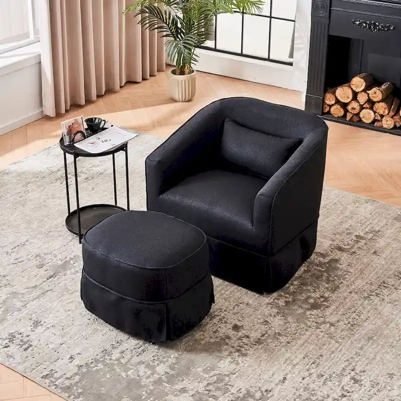 Swivel Barrel Chair With Ottoman, Swivel Accent Chairs Armchair for Living Room