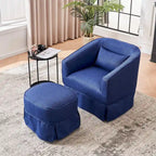 Swivel Barrel Chair With Ottoman, Swivel Accent Chairs Armchair for Living Room