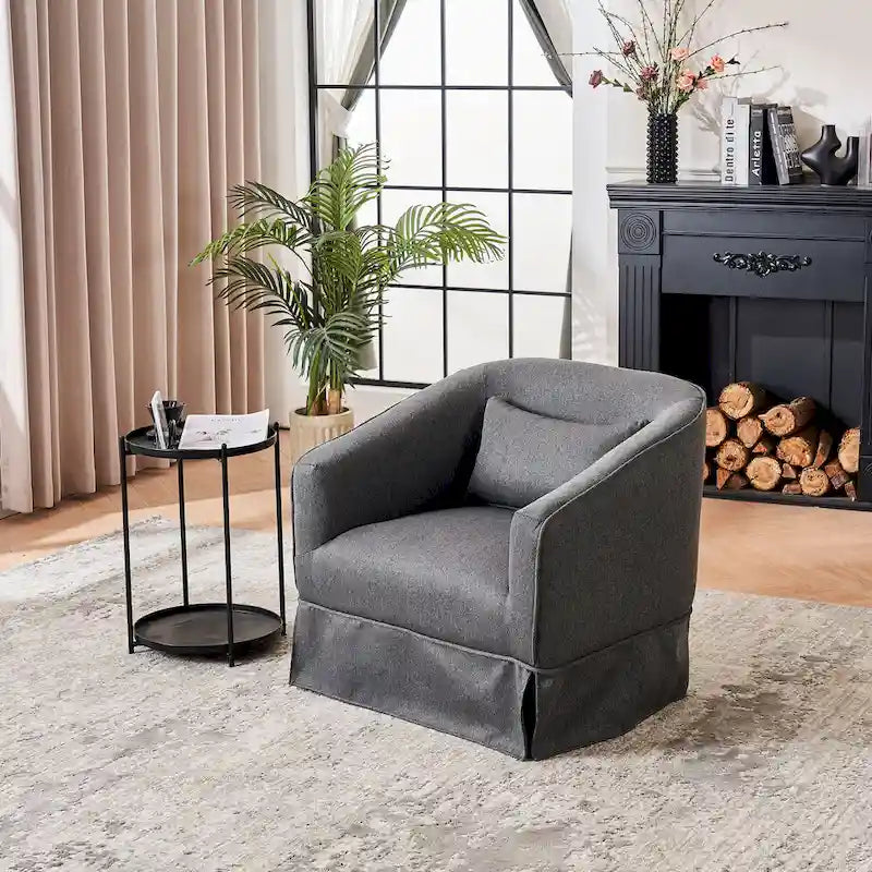 Swivel Barrel Chair With Ottoman, Swivel Accent Chairs Armchair for Living Room