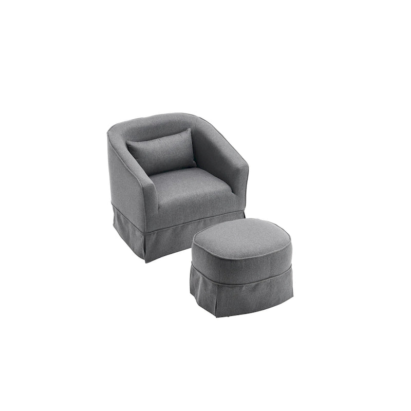 Swivel Barrel Chair With Ottoman, Swivel Accent Chairs Armchair for Living Room