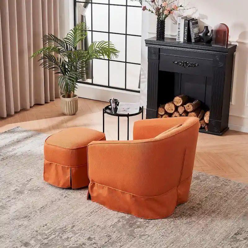 Swivel Barrel Chair With Ottoman, Swivel Accent Chairs Armchair for Living Room