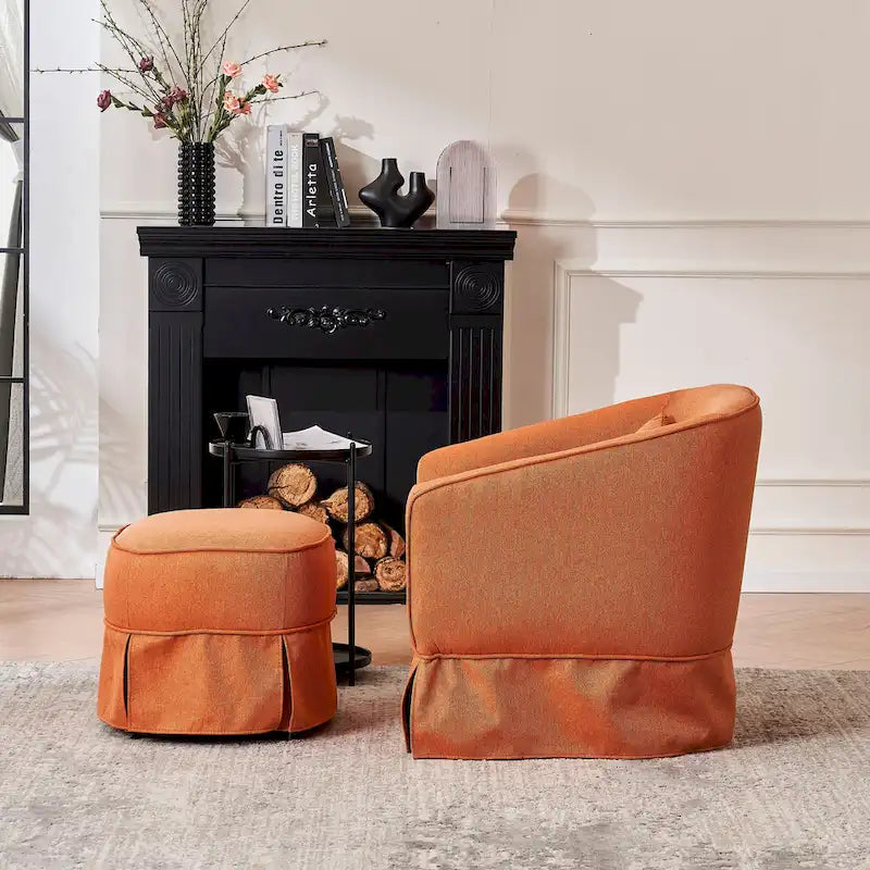 Swivel Barrel Chair With Ottoman, Swivel Accent Chairs Armchair for Living Room