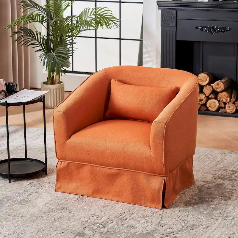 Swivel Barrel Chair With Ottoman, Swivel Accent Chairs Armchair for Living Room