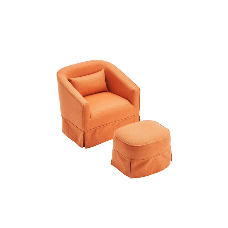Swivel Barrel Chair With Ottoman, Swivel Accent Chairs Armchair for Living Room