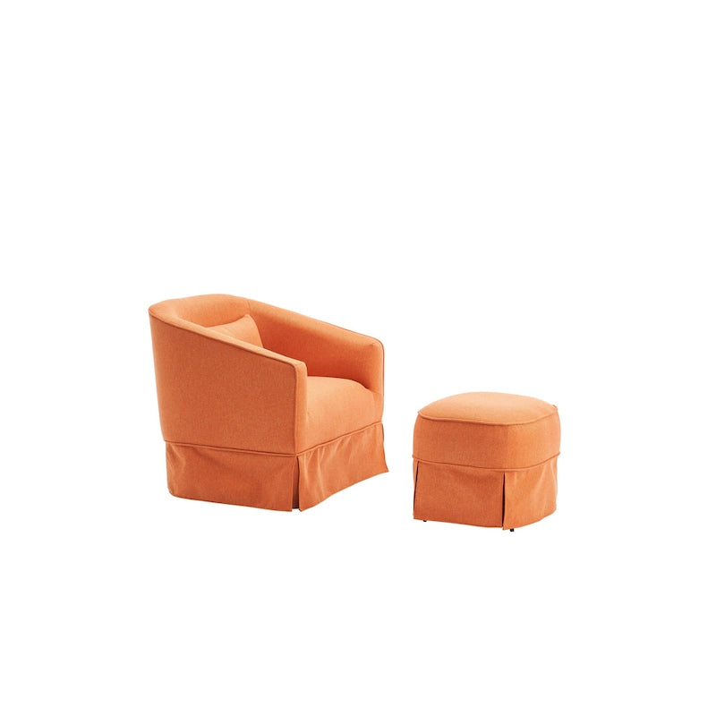 Swivel Barrel Chair With Ottoman, Swivel Accent Chairs Armchair for Living Room