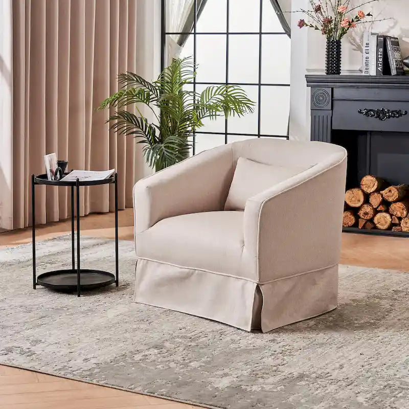 Swivel Barrel Chair With Ottoman, Swivel Accent Chairs Armchair for Living Room