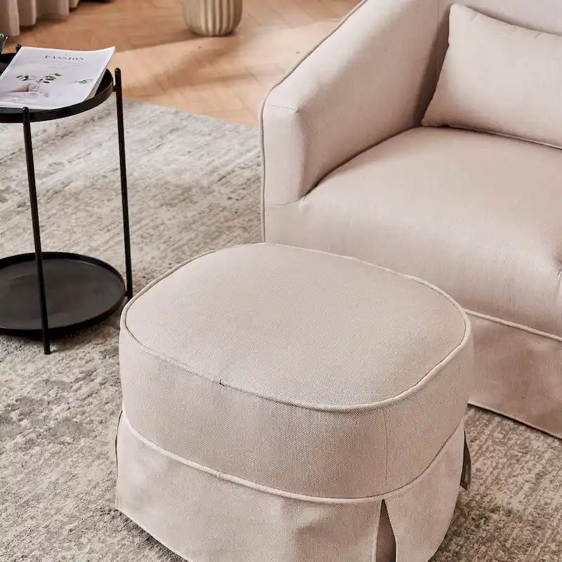Swivel Barrel Chair With Ottoman, Swivel Accent Chairs Armchair for Living Room