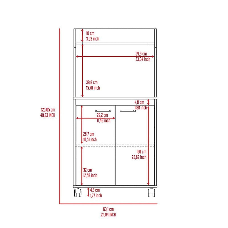 Modern Kitchen Cabinet Microwave Cart with 1 Shelf and 2 Doors