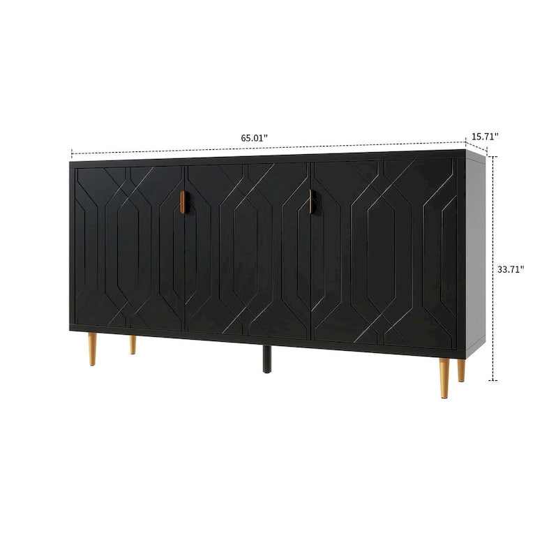 Mid-Century Elegant Wooden Sideboard with Three Interior Shelves