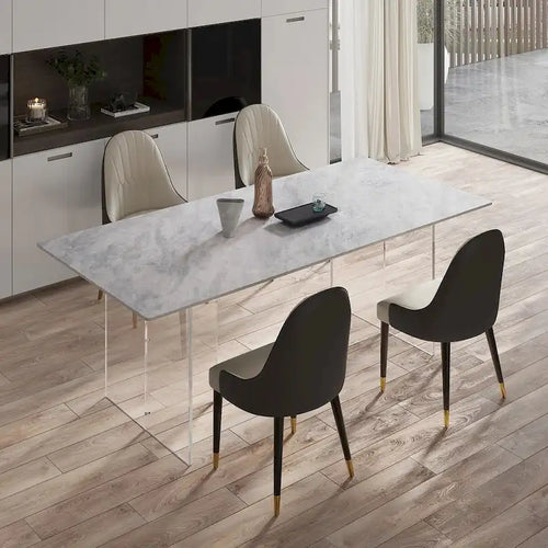 1.8M Rectangular Sintered Stone Dining Table with Acrylic Legs