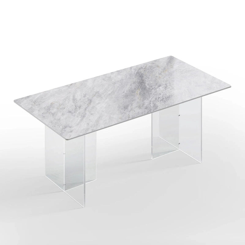 1.8M Rectangular Sintered Stone Dining Table with Acrylic Legs