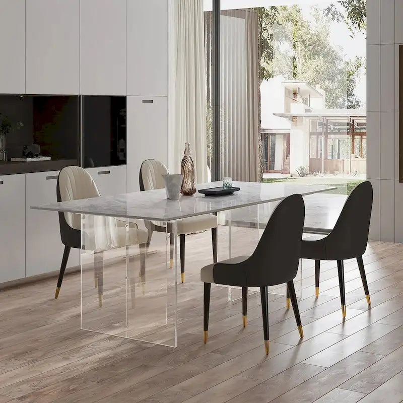 1.8M Rectangular Sintered Stone Dining Table with Acrylic Legs