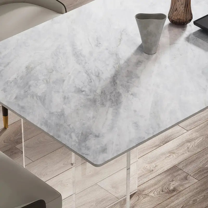 1.8M Rectangular Sintered Stone Dining Table with Acrylic Legs