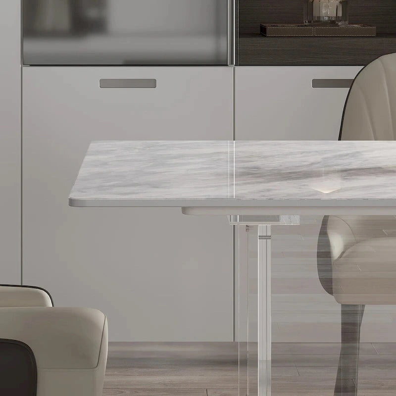 1.8M Rectangular Sintered Stone Dining Table with Acrylic Legs
