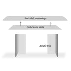 1.8M Rectangular Sintered Stone Dining Table with Acrylic Legs