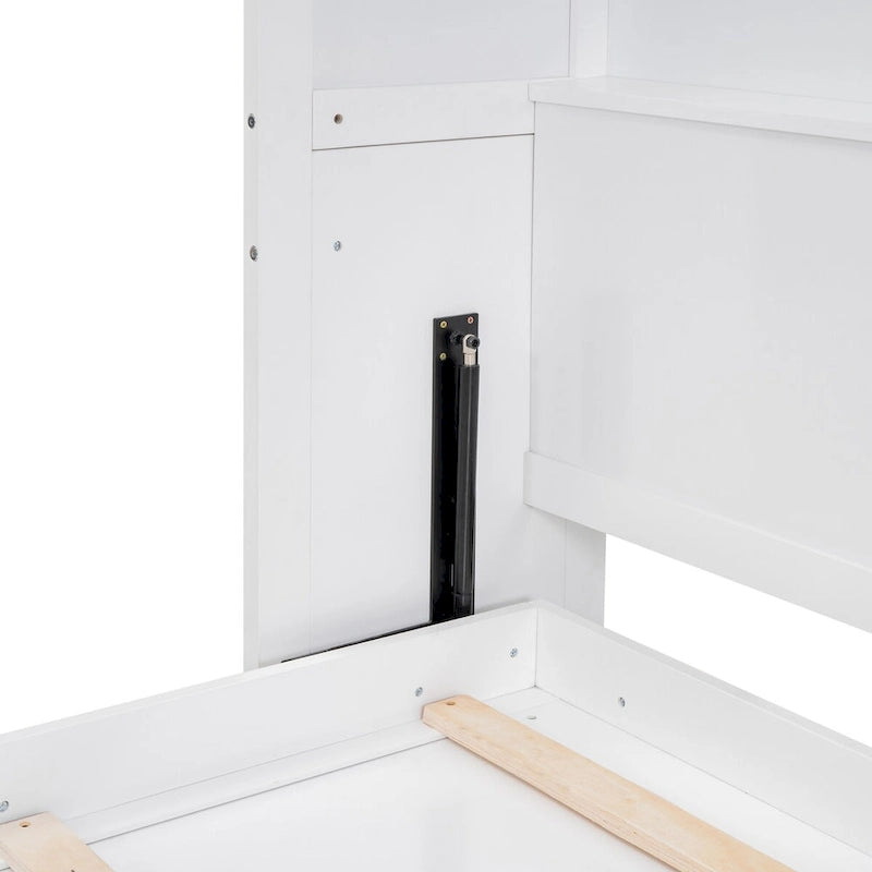 Queen Size Murphy Wall Bed with Two-Layer Cabinet and Mattress Holder